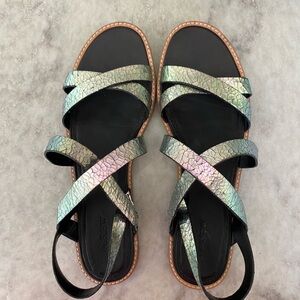 J. Crew Isla Gold Strappy Slide Sandal Sz 11